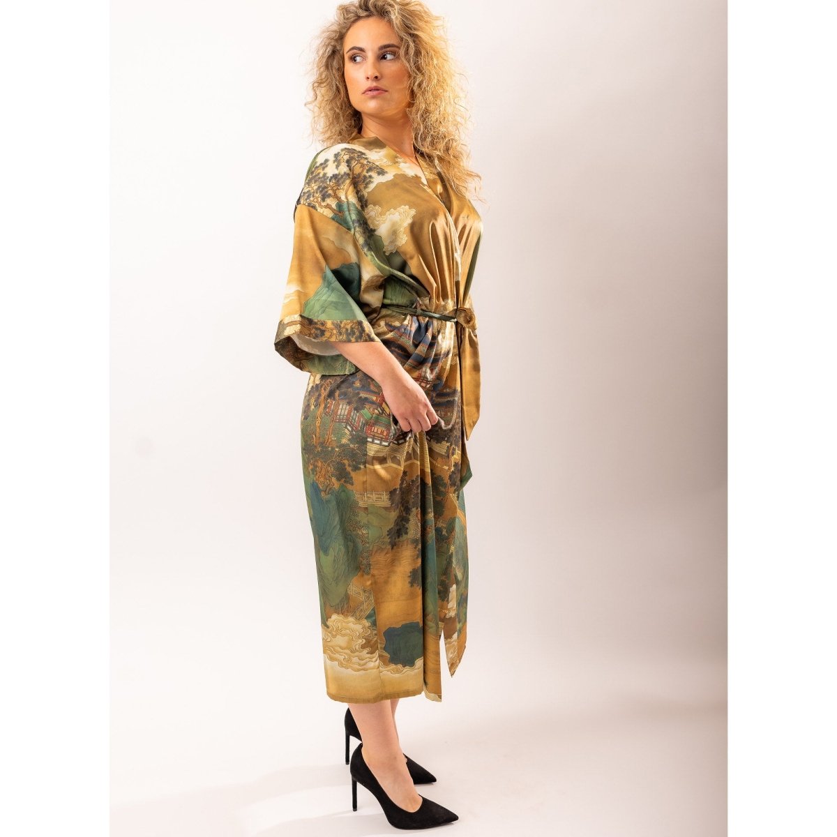 Kimono Dames Satijn - Golden Whisper - Kimomi