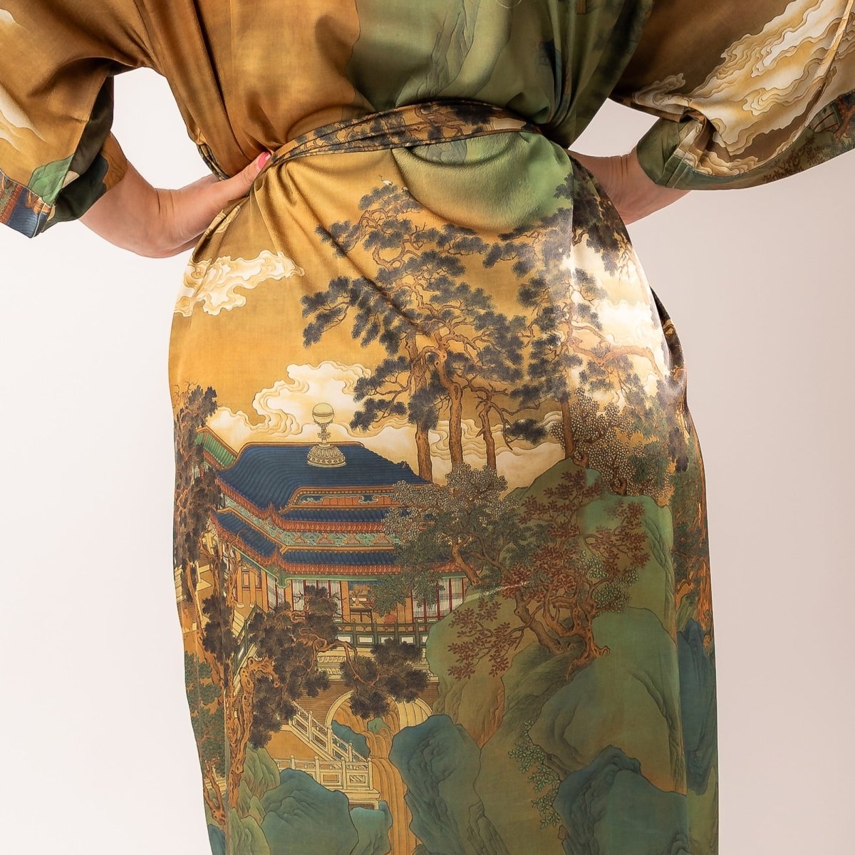 Kimono Dames Satijn - Golden Whisper - Kimomi