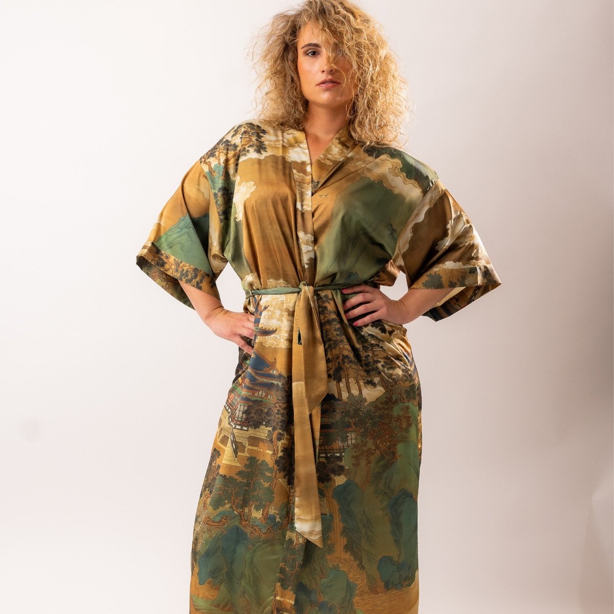 Kimono Dames Satijn - Golden Whisper - Kimomi
