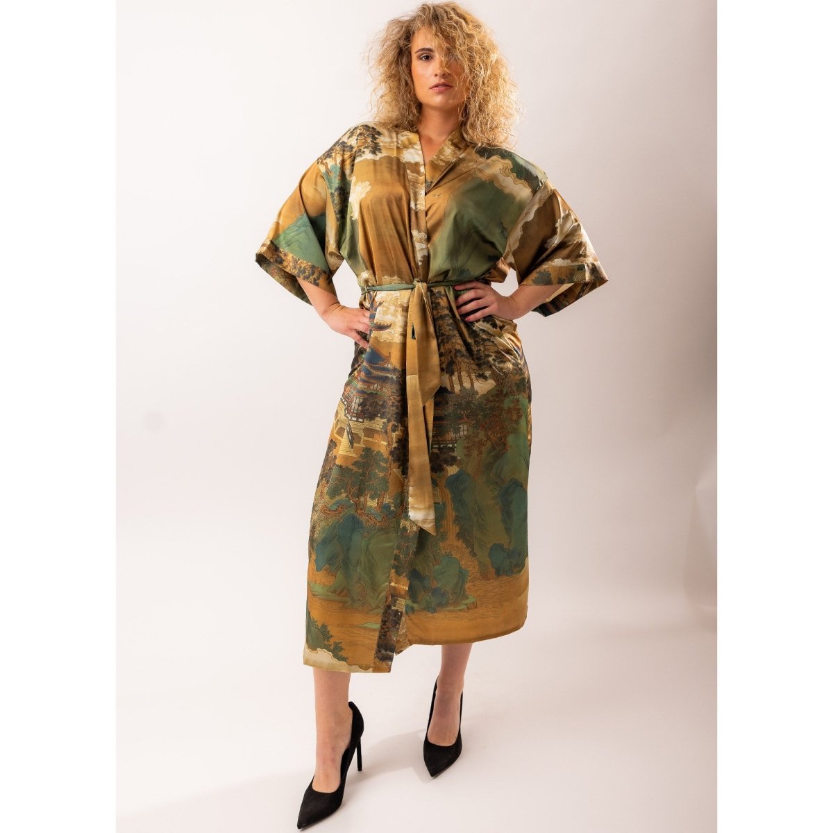 Kimono Dames Satijn - Golden Whisper - Kimomi