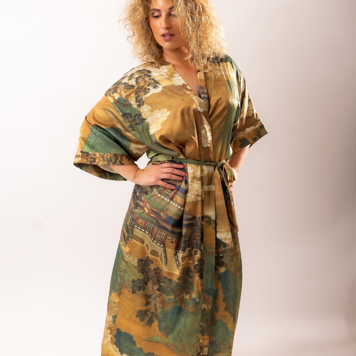 Kimono Dames Satijn - Golden Whisper - Kimomi