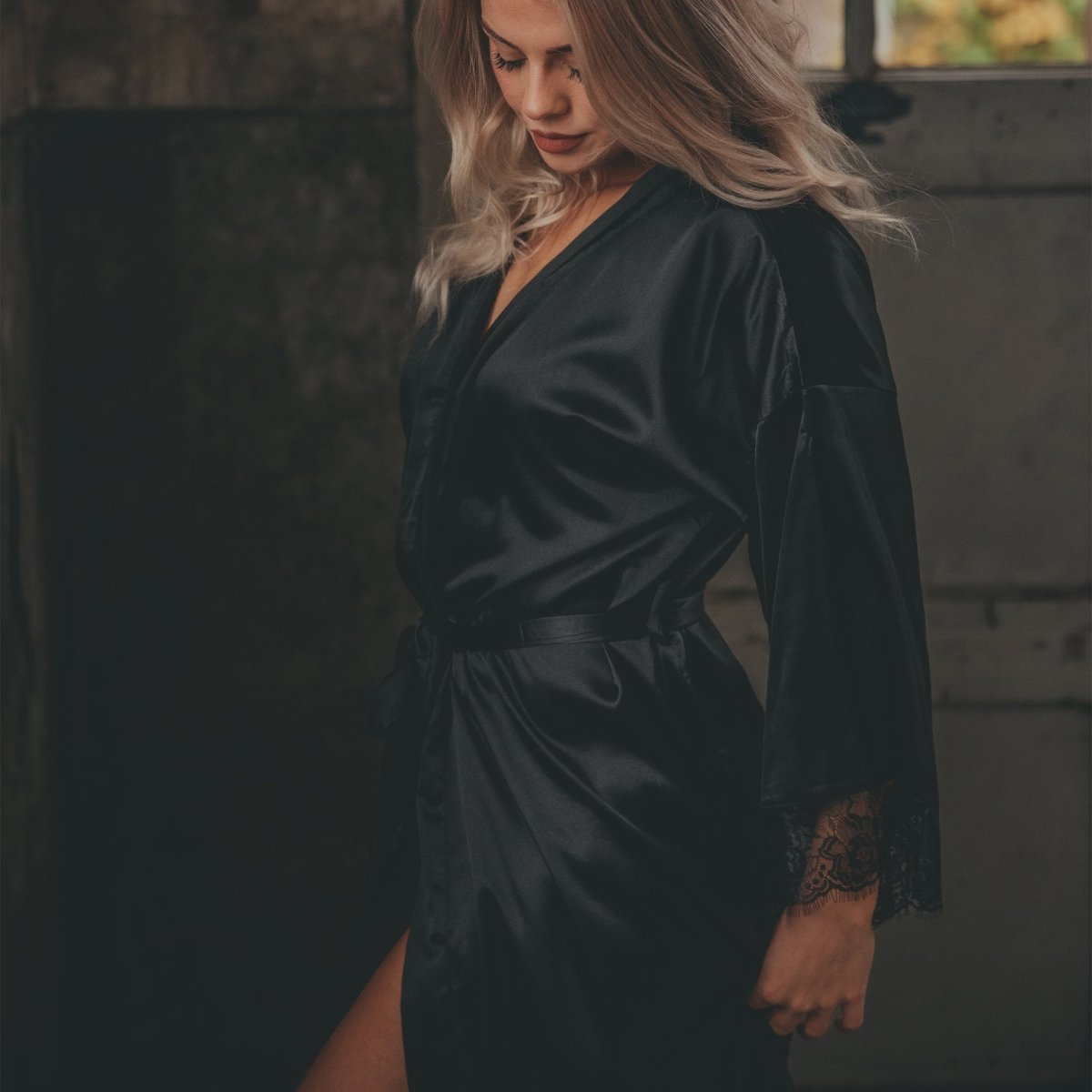 Kimono dames Satijn - Long Lace - Kimomi