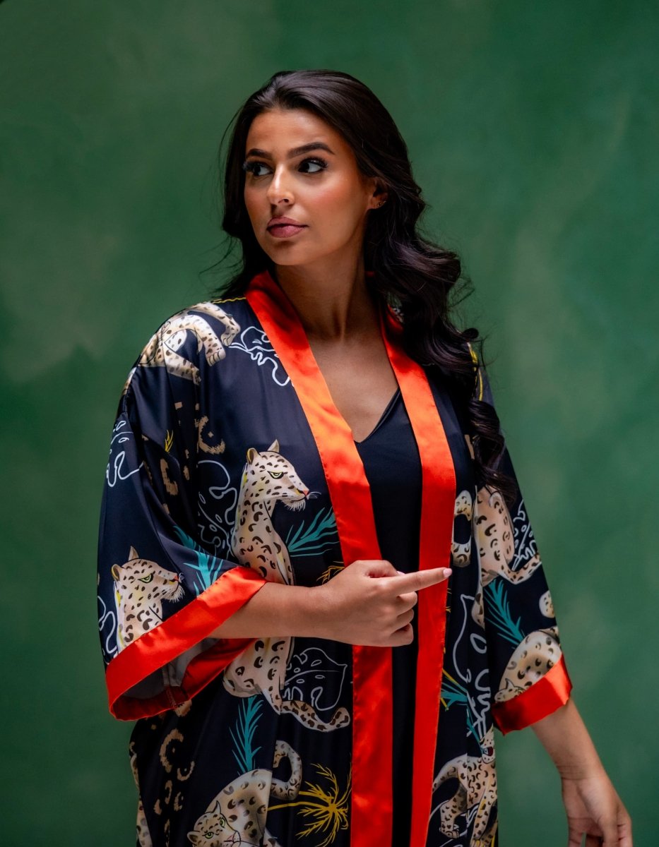 Kimono Dames Satijn - Luxury Leopard - Kimomi