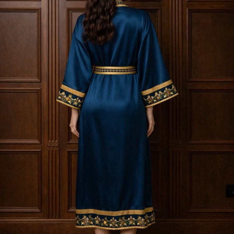 Kimono Dames Satijn - Royal Sapphire - Kimomi