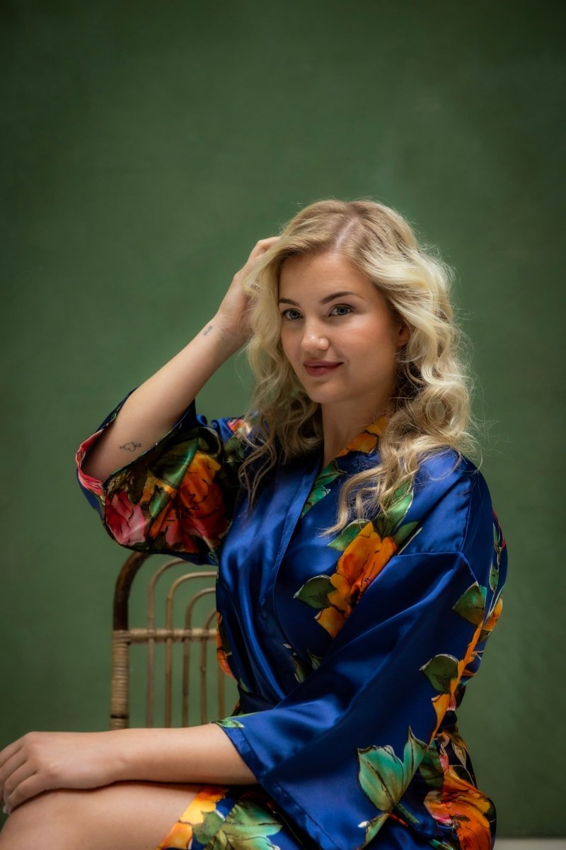 Kimono Dames Satijn Santorini - Kort - Kimomi