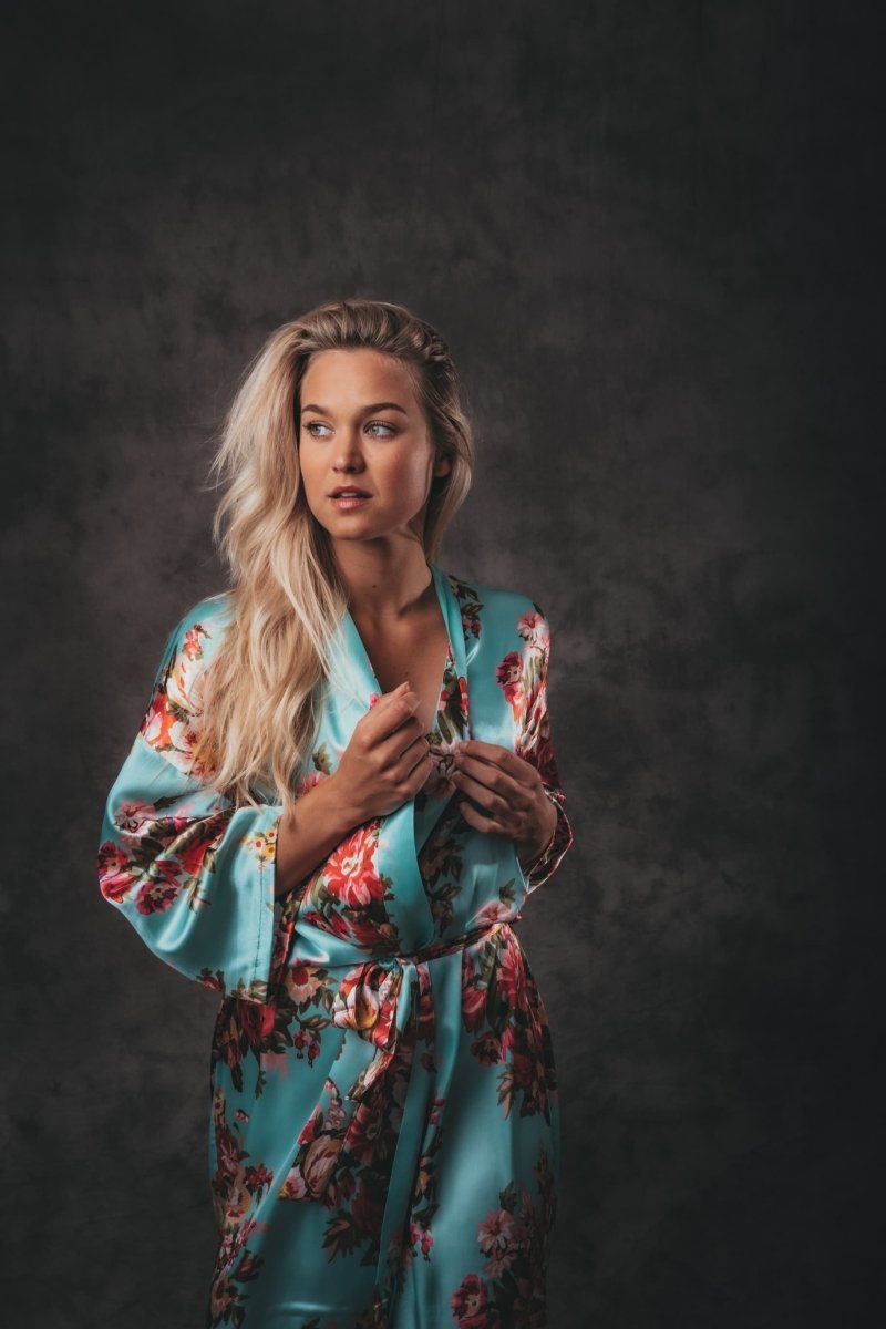 Kimono Dames Satijn - Wildflowers - Kort - Kimomi