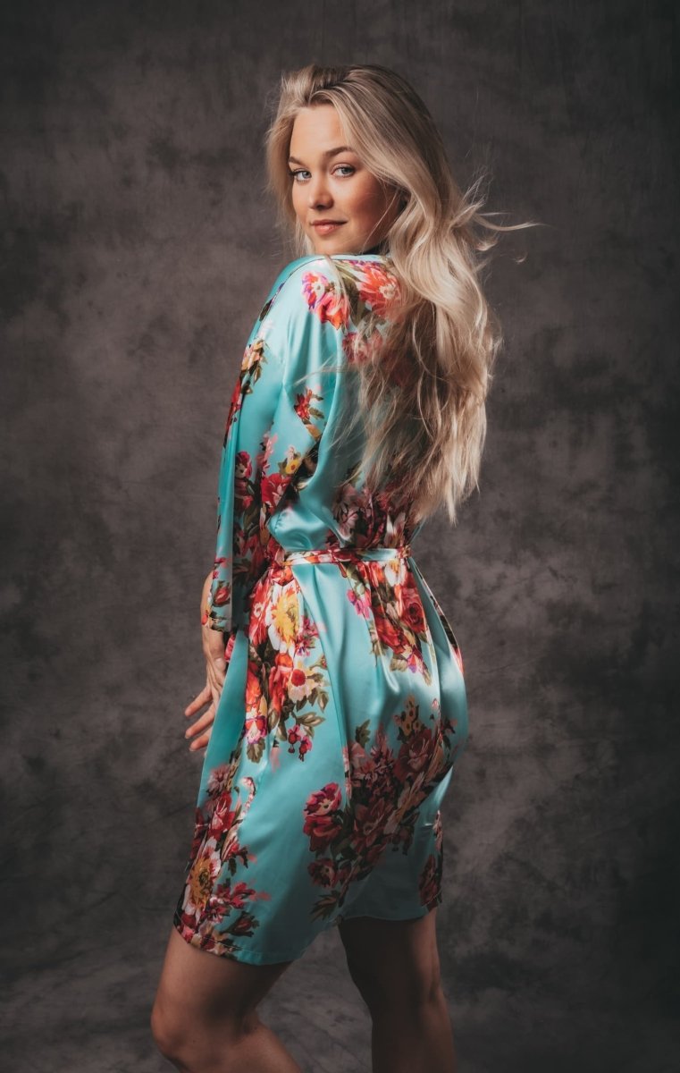 Kimono Dames Satijn - Wildflowers - Kort - Kimomi