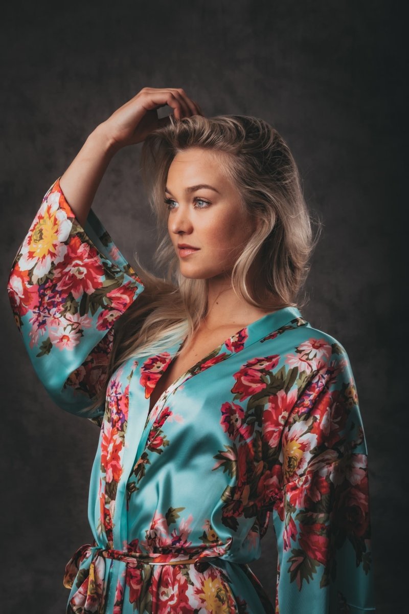 Kimono Dames Satijn - Wildflowers - Kort - Kimomi