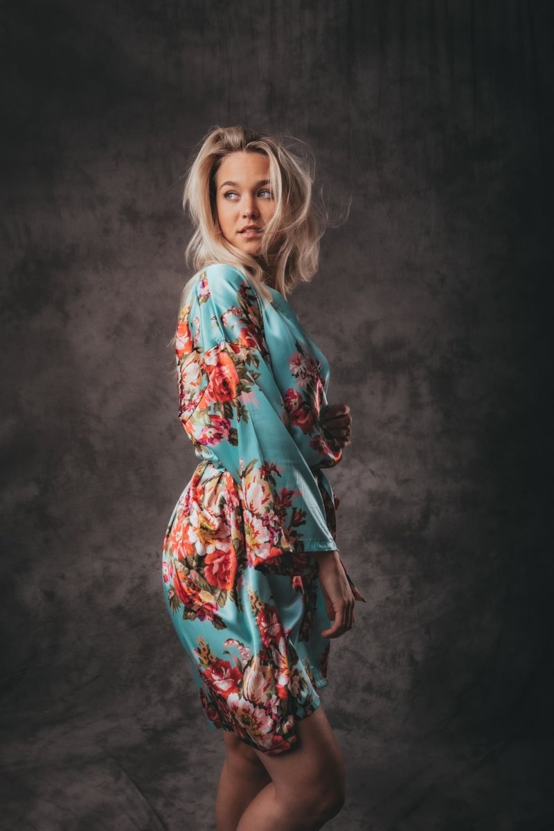 Kimono Dames Satijn - Wildflowers - Kort - Kimomi