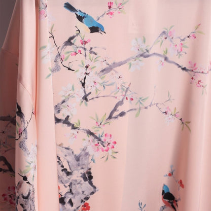 Kimono Dames Satijn - Birds & Blossom - Kimomi