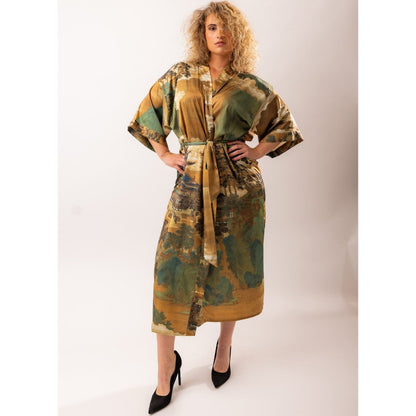 Kimono Dames Satijn - Golden Whisper - Kimomi