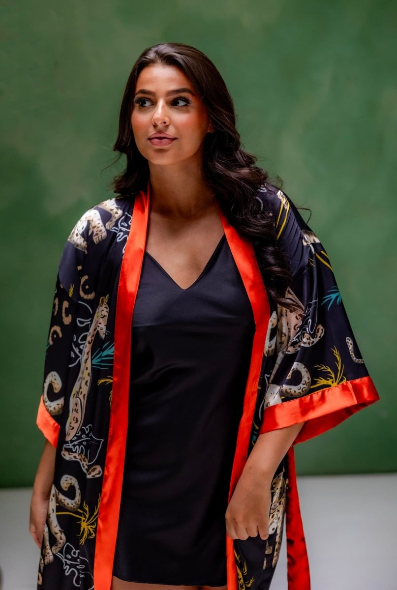 Kimono Dames Satijn - Luxury Leopard - Kimomi