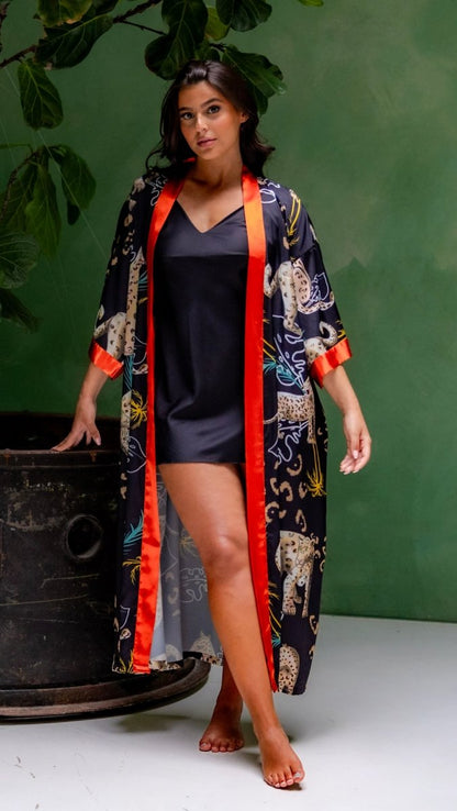 Kimono Dames Satijn - Luxury Leopard - Kimomi