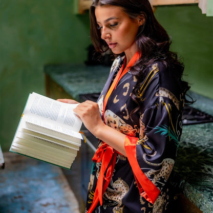 Kimono Dames Satijn - Luxury Leopard - Kimomi