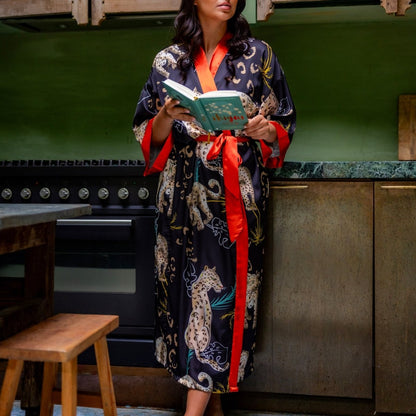 Kimono Dames Satijn - Luxury Leopard - Kimomi