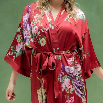 Kimono Dames Satijn - Peacock Garden - Kimomi