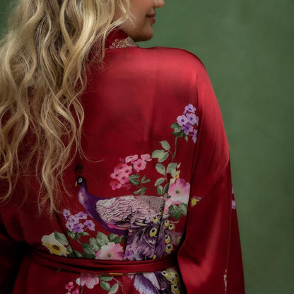 Kimono Dames Satijn - Peacock Garden - Kimomi