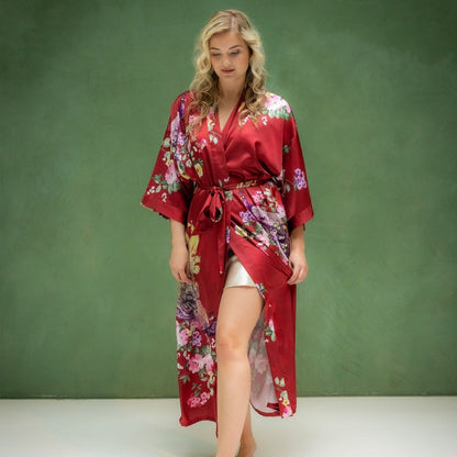 Kimono Dames Satijn - Peacock Garden - Kimomi