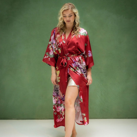Kimono Dames Satijn - Peacock Garden - Kimomi