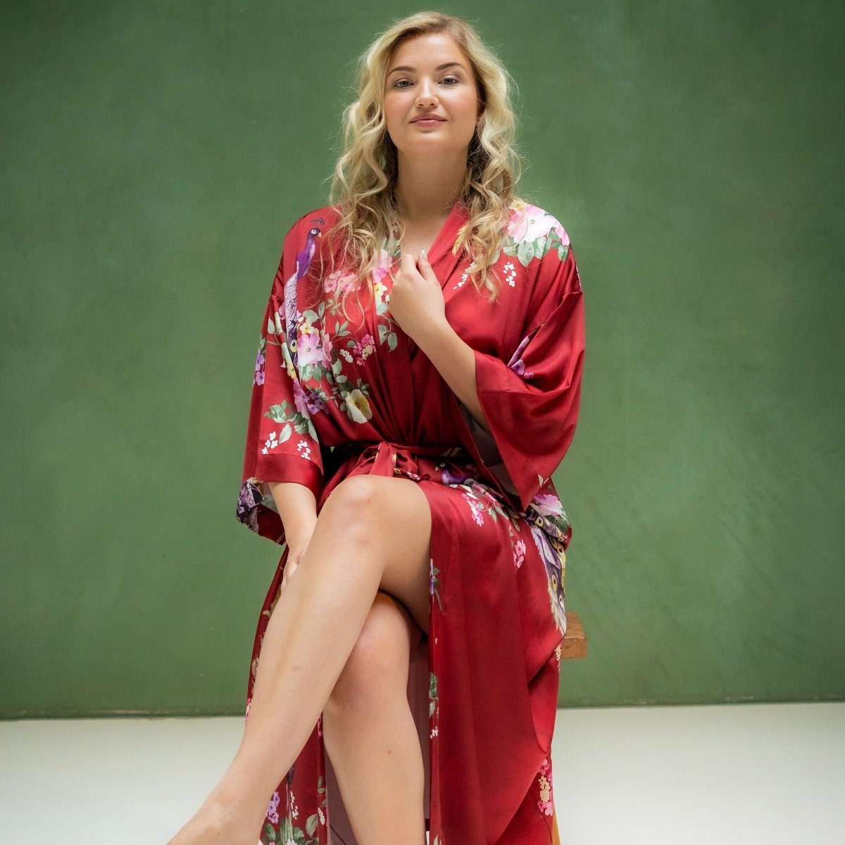 Kimono Dames Satijn - Peacock Garden - Kimomi