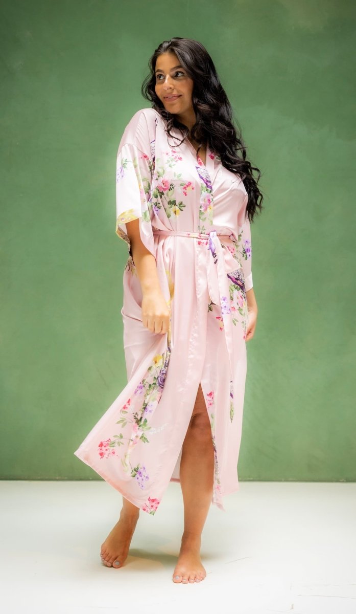 Kimono Dames Satijn - Peacock Garden - Kimomi