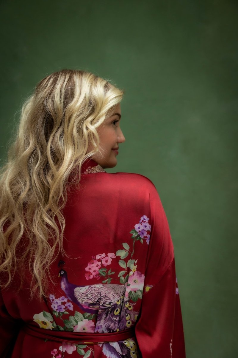 Kimono Dames Satijn - Peacock Garden - Kimomi