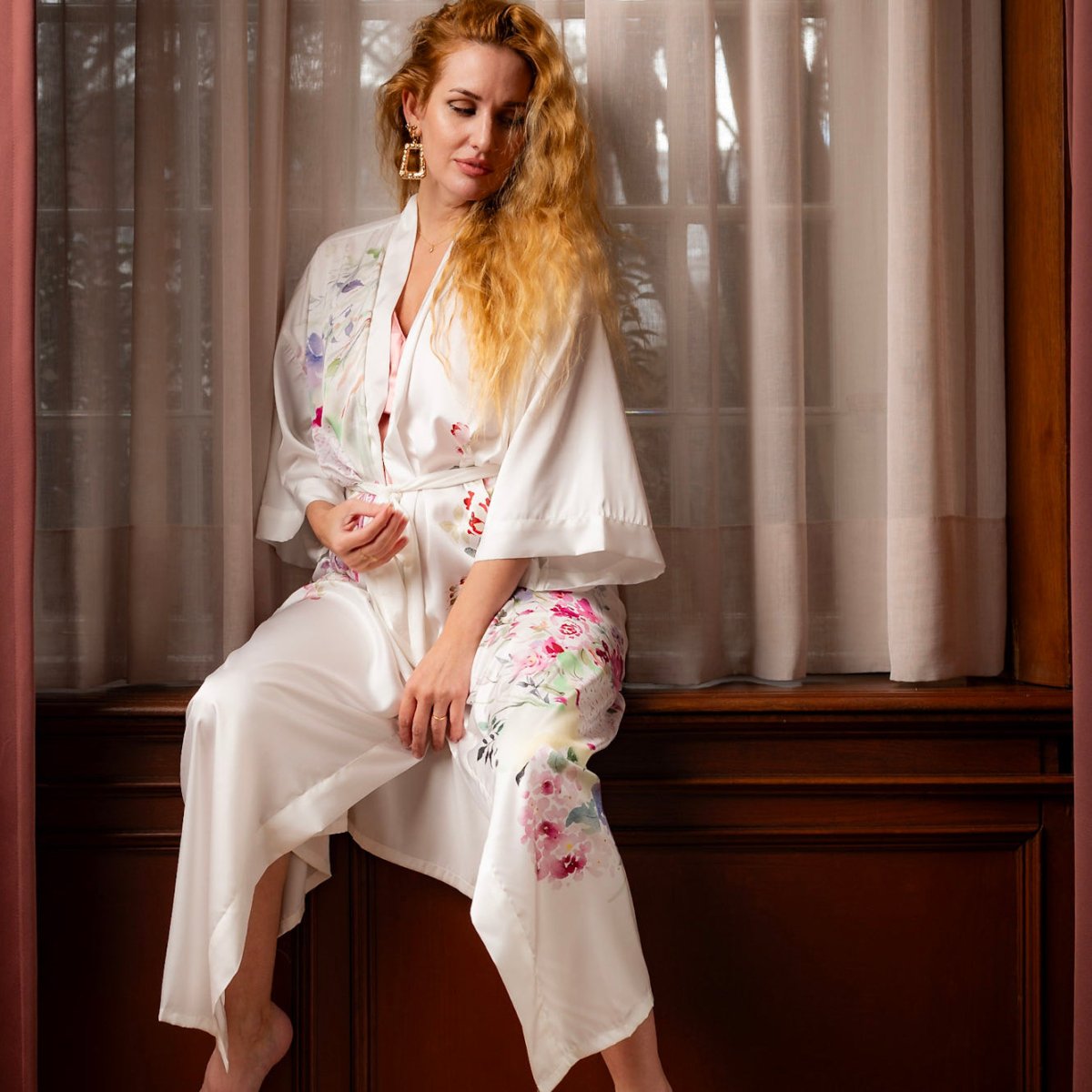 Kimono Dames Satijn - Romance in Bloom - Kimomi