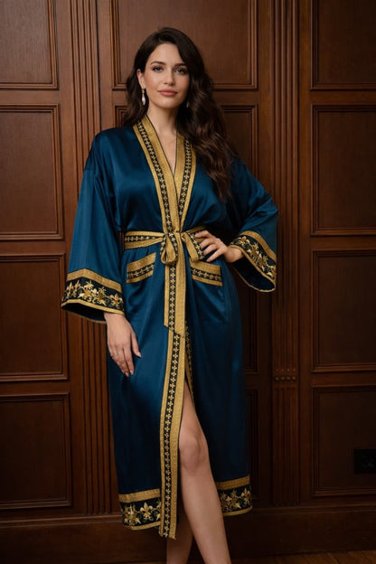 Kimono Dames Satijn - Royal Sapphire - Kimomi