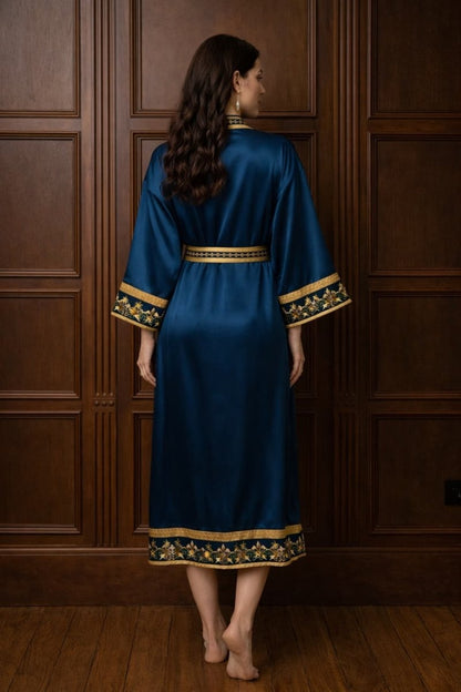 Kimono Dames Satijn - Royal Sapphire - Kimomi