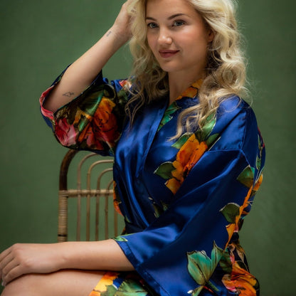 Kimono Dames Satijn Santorini - Kort - Kimomi