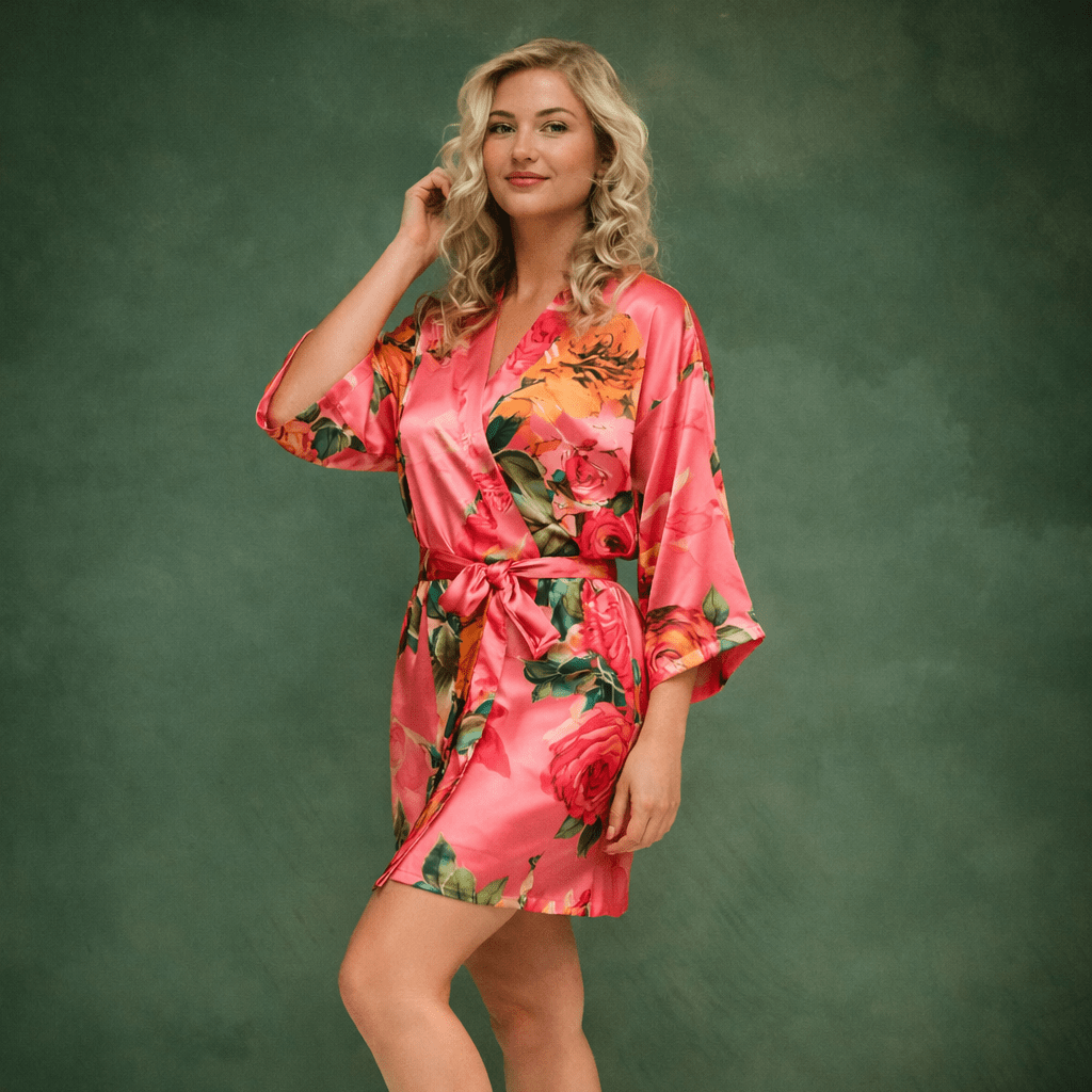 Kimono Dames Satijn Santorini - Kort - Kimomi