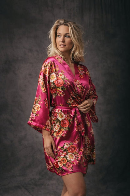 Kimono Dames Satijn - Wildflowers - Kort - Kimomi