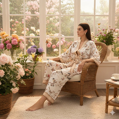 Pyjama Dames Satijn - Birdsong Silk - Kimomi