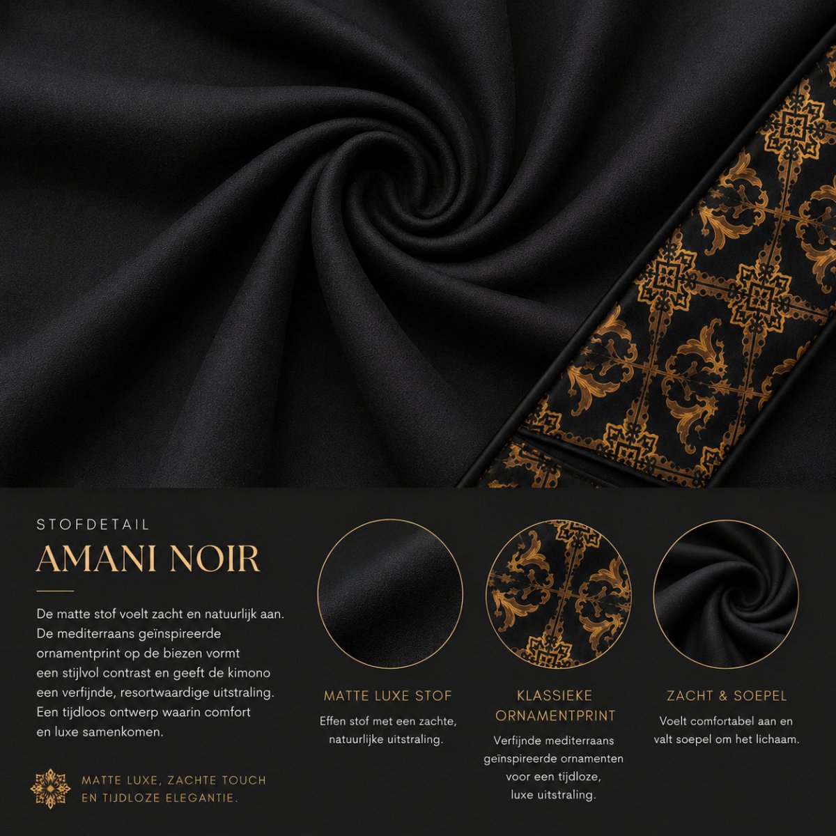 Unisex Kimono Dames & Heren - Amani Noir - Kimomi