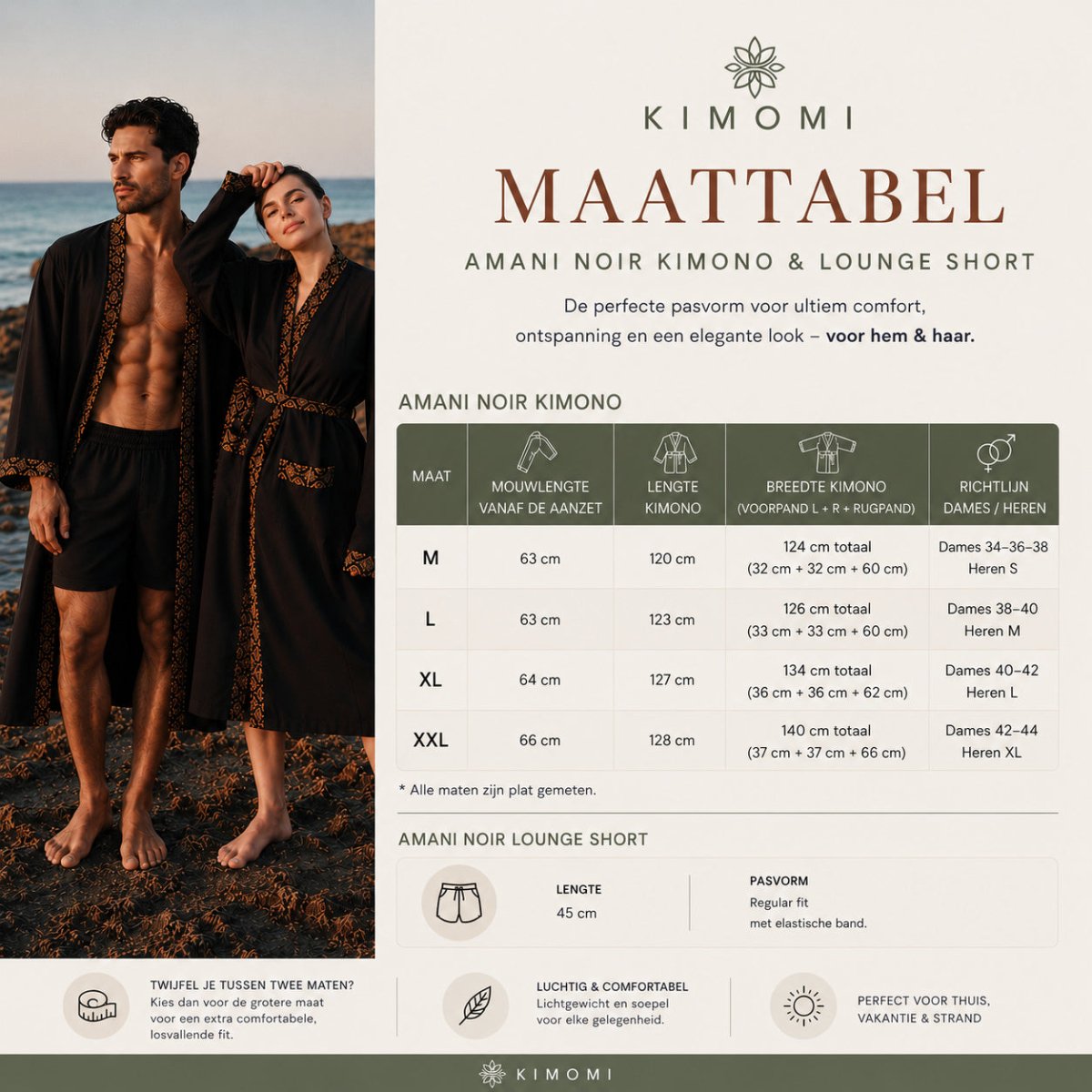 Unisex Kimono Dames & Heren - Amani Noir - Kimomi